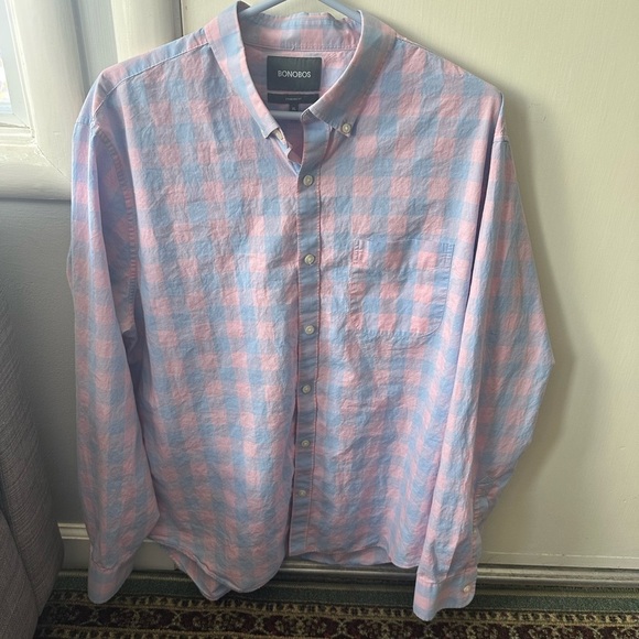 Bonobos Pink and Blue Casual Button Down Shirt - Picture 1 of 6